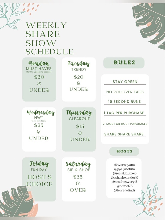 Accessories - Wornbyana show schedule